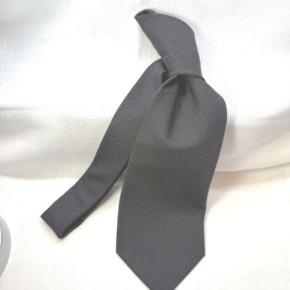 Kiton Tie Men Grey Pristine Micron 14 Wool Silk Pinstripe - Made in Italy